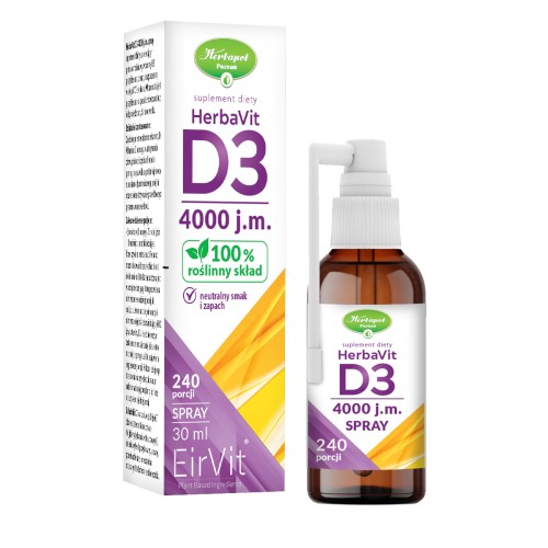HerbaVit D3 4000 j.m. spray – butelka 30 ml z aplikatorem, neutralny smak, 240 porcji