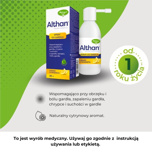 Althan spray do gardla 30 ml o smaku cytrynowym ulotka