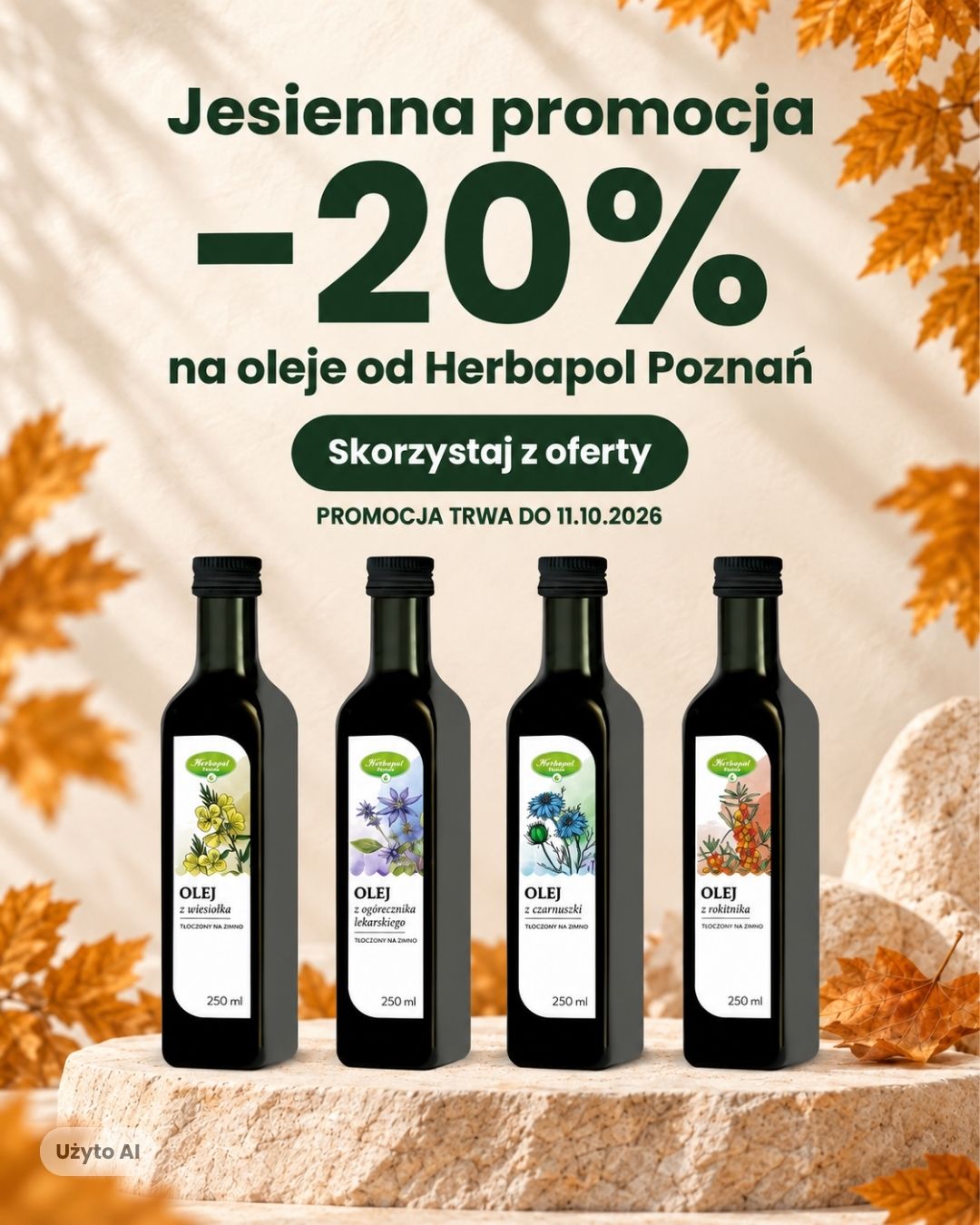 Jesienn promocja na oleje tłoczone na zimno od Herbapol Poznań -20% do 11.10.20206
