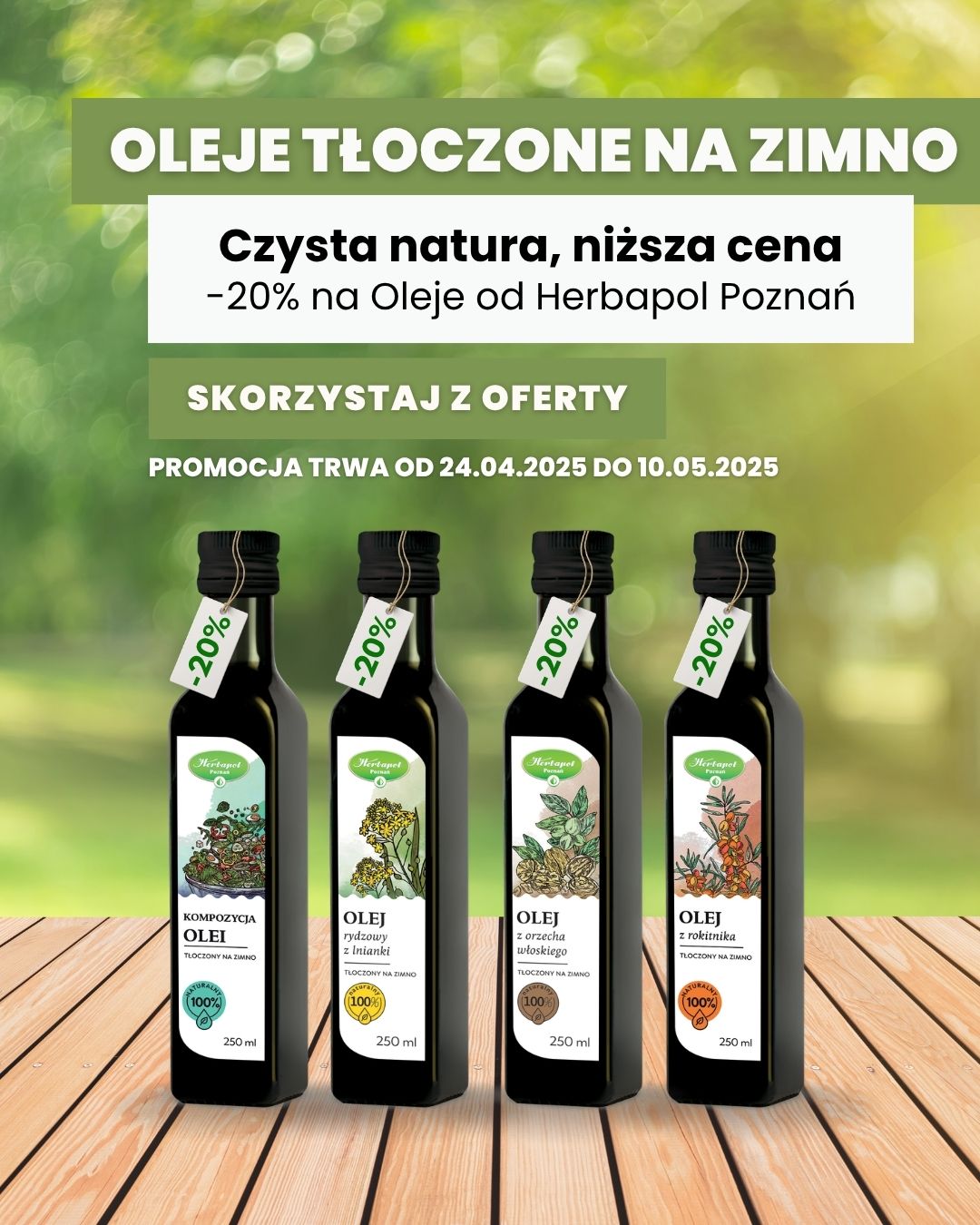 Oleje tłoczone na zimno od Herbapol Poznań -20% do 10.05.2026