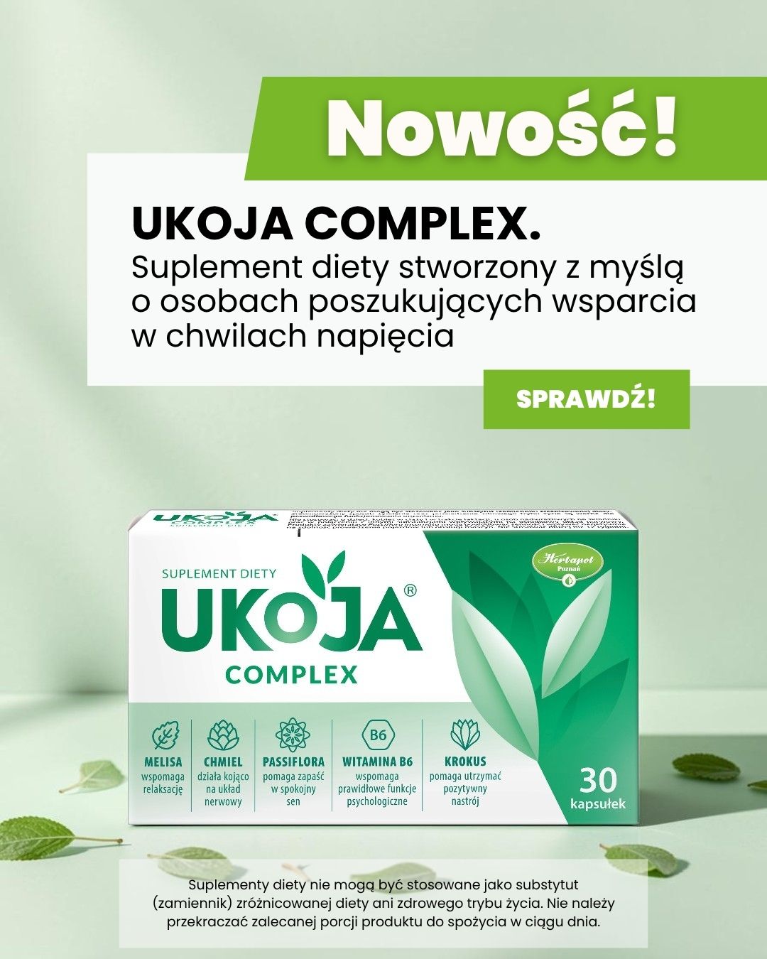 Nowość! Ukoja Complex to suplement diety stworzony z myślą o osobach poszukujących wsparcia w chwilach napięcia
